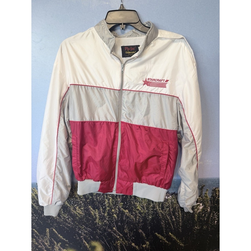 Vintage 80s Pla-Jac by Dunbrooke Windbreaker Jacket Zip Up StarCraft Boats LG